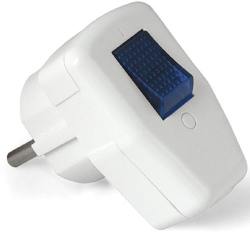 Вилка электрическая с заземлением угловая с выключателем UNIVersal 16А белый  картинка 